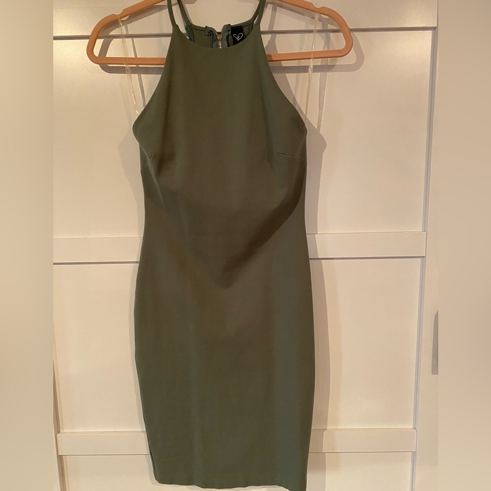 Windsor Olive Green Halter Midi Dress